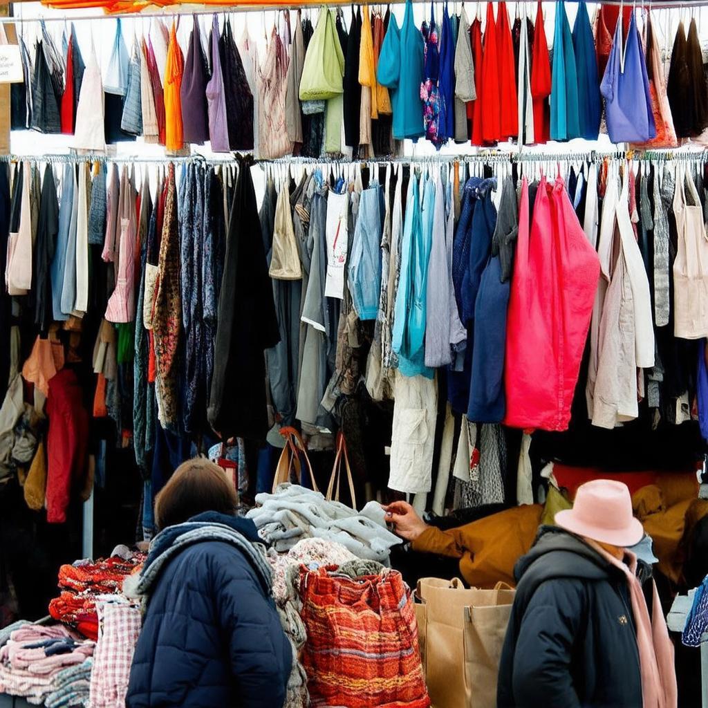 Quầy hàng bán đồ si secondhand quần áo túi xách tại chợ Lý Chiêu Hoàng